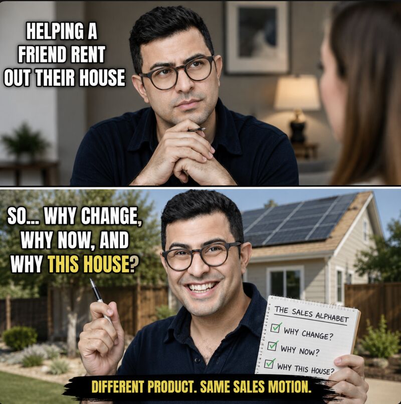Two-panel graphic of Babak showing a house and explaining the questions why change, why now, and why this house.